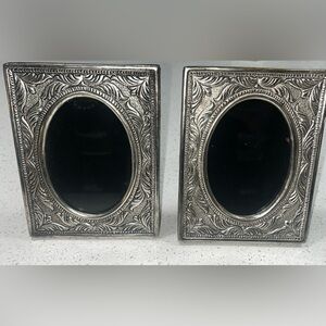 Vintage Heavy Silverplate Photo Frames – Set of 2 – Ornate Cast Metal 885g
